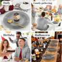FLOWERCAT 100PCS Clear Black Plastic Plates Disposable Plates for Christmas Party/New Year - Heavy Duty Plastic Plates - 10" &7" Plate for 50 Guests New Year Parties and Events (Smoke Gray)