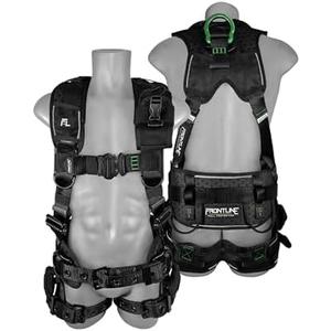 FRONTLINE FALL PROTECTION 250CTB Elite™ Construction Harness | Aluminum Hardware | Suspension Trauma Straps | Reflective Trim| Perforated Pads| OSHA&ANSI (Size:M/L)