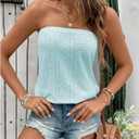 SOLY HUX Women's Strapless Bandeau Tank Top Casual Summer Sleeveless Eyelet Tube Tops (XS)