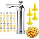 YOOUSOO Cookie Maker Cookie Press Gun, Kit Stainless Steel Biscuit Press Maker (with 20 Disc and 4 Nozzles) Homemade Baking Tool Biscuit Cake Dessert DIY Maker and Decoration