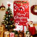 2 x Christmas Door Cover Decorations 35x71 Inch Merry Christmas Door Covers for Front Door Xmas Banner Decorative Ball Photo Booth Props Backdrop for New Year Holiday House Party Sign Supplies with 19.68 Ft Ribbon