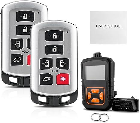 2PC Simple OBD and Remote Key Fob Replacement for Toyota Sienna 2011 2012 2013 2014 2015 2016 2017 2018 2019 2020HYQ14ADR with DIY Instructions Kit