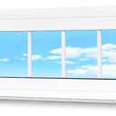 Vinyl Transom Household Fixed Window 12" x 72" White | Double Pane Window with Grids and Tempered Glass for House, Garage