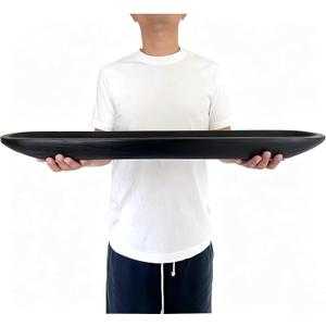 Wooden Dough Bowl Decor, Vintage Wooden Bowl Hand Carved Home Decor for Dining Table Center, Living Room, Kitchen Decor. (30inch black)