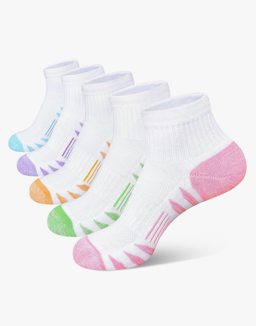 Women's Ankle Anti-blister Thick Cushioned Wicking Odor Resist Athletic Running Socks 5 Pairs White 6-10