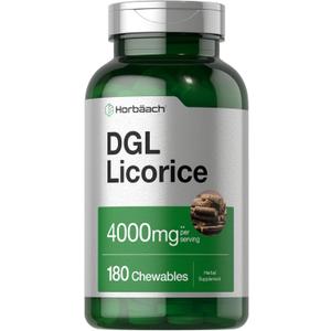 Horbach DGL Licorice Supplement | 180 Chewable Tablets | Deglycyrrhizinated Licorice Root Extract | Non-GMO & Vegetarian Formula, BB 06/2026