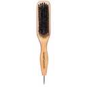 GranNaturals Smoothing & Styling Middle Part Boar Bristle Slick Back Hair Brush w/ Narrow Metal Rat Tail End for Sectioning and Parting Sleek Ponytail Bun - Teasing, Backcombing, Edge Control