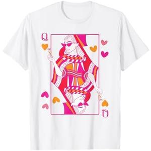 Queen of Hearts Playing Card Valentine's Day Cute Women Kids T-Shirt XL