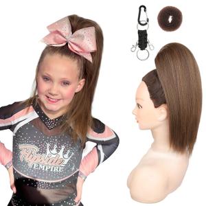SEIKEA Cheer Ponytail Hair Piece, 14" Straight Cheerleader Hairpiece Ponytail Extension for Cheer Competitions, Dance, Costume, Dress up, Soft Natural Look for Girls Teens Mocha Melt