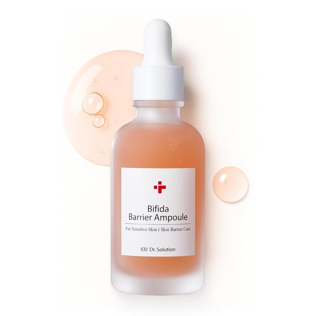 CU Dr. Solution Bifida Barrier Ampoule, CUSKIN, Mild and Moisturizing Korean Skin Care Face Serum Ampoule with Ceramide NP and Hyaluronic Acid for Hydration and Skin Elasticity, 50ml (1.69 Fl. Oz.)