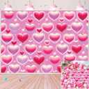 2 x Pink Heart Photo Backdrop Valentine's Day Retro Heart Early 2000s 90s Glitter Love Photography Background Adults Kids Valentine Y2K Old School Birthday Party Decor Banner Photo Props (Pink, 7x5FT)