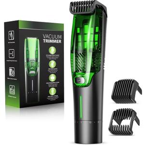Beard Trimmer for Men: All-in-One Vacuum Mustache Trimmer With Precision Dial,Adjustable 20 Length Setting Premium Facial Hair Groomer with Length Comb USB-C Recharge, Waterproof Wet/Dry Clipper