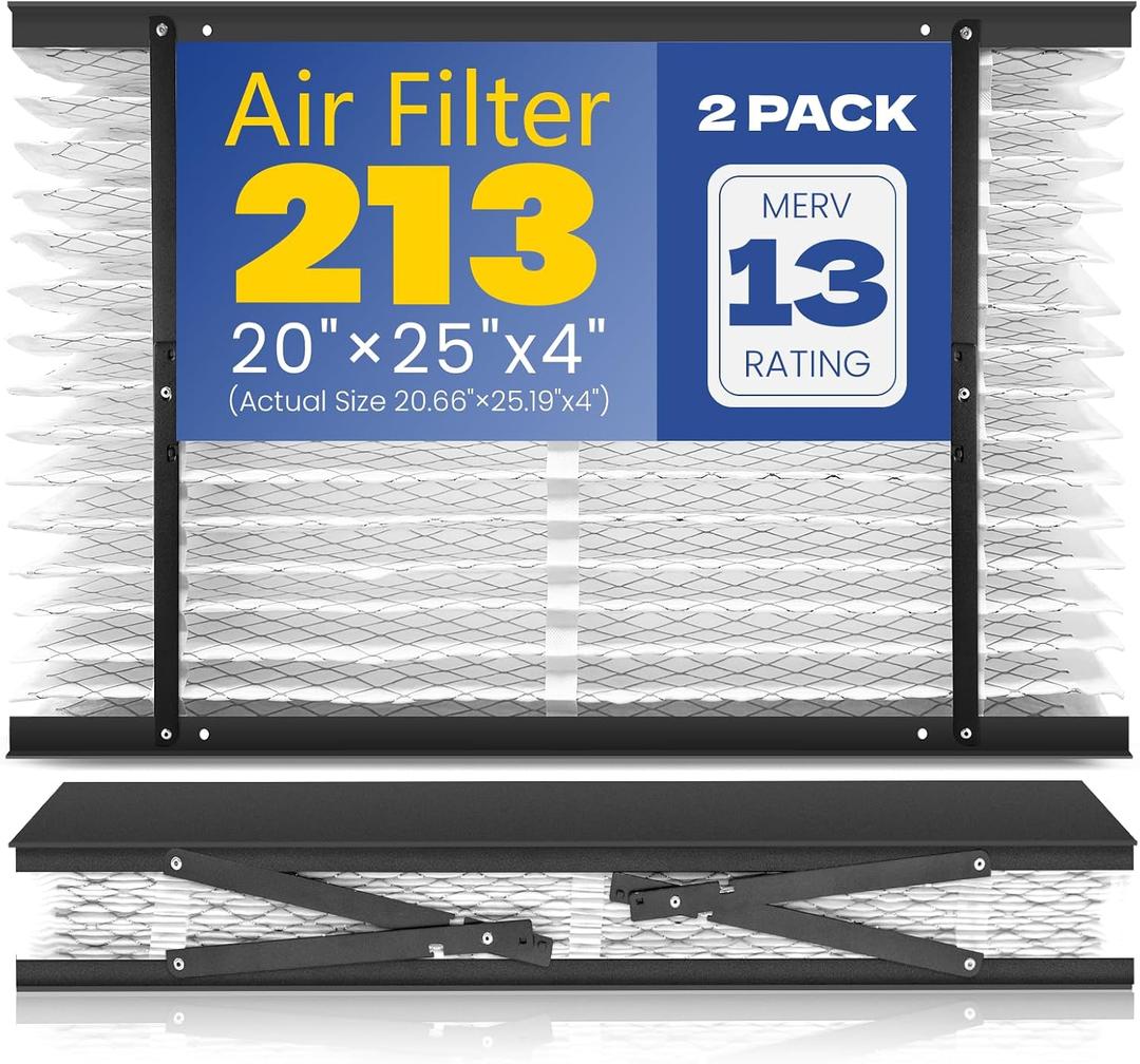 2-Pack 213 Replacement Filter Compatible with Aprilaire Whole House Air Purifiers, Models 1210, 1620, 2210, 2216, 3210, 4200, MERV 13, Size: 20x25x4(Actual Size 20.66''x25.19"x4)