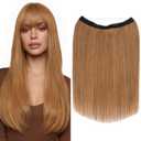 MY-LADY Halo Hair Extensions Real Human Hair for Women Light Brown Clip in Remy Hairpiece with Adjustable Invisible Wire 12 Inch 65G