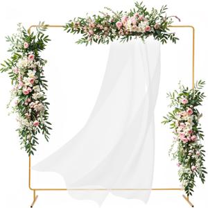 Liacere Wedding Arch Backdrop Stand, 6.6x6.6 FT Gold Wedding Arches for Ceremony Square Metal Balloon Arch Stand Garden Arbor Frame for Wedding Birthday Party Photo Booth Background Decoration (6.6*6.6ft)