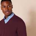 Amazon Essentials Men's V-Neck Pullover Sweater, Burgundy, Small