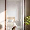 BFNN Cat Screen Door, Extra Tall Cat-Proof Mesh Gate, Fit Door Size 32'' x 80'', Anti Scratch Mesh with Zipper Closure, for Living Room, Kitchen, Bedroom (White, U-Shaped)