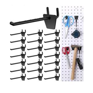 Unittype 100 Pack Plastic Pegboard Hooks 4 Inch Suitable for 1/4 and 1/8 Pegboard Pegboard Accessories for Garage, Office, Kitchen, Store (Black)