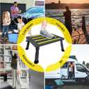 Adjustable Height Aluminum RV Step, Stable Foldable Platform Step Stool, Supports Up to 1,000 lb, Non-Slip Rubber Feet and Platform Mat, Easy to Carry (Black)