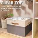 Shoe Organizer for Closet, 2 Pack Foldable Shoe Storage Organizer Box Bin with Adjustable Dividers and Clear Cover, Fits up to 16-32 PairsGrey&Beige