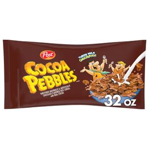 Cocoa PEBBLES Cereal, Gluten Free Rice Cereal, Family Size 32 oz Bag (EXP 11/11/26)