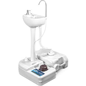SereneLife Portable Hand Wash Sink, 24L Waste Tank, Rolling Wheels, Quick Assembly Outdoor Sink With Hands Free Foot Pump and Soap Dispenser, Ideal for Outdoor Events, Camping, Boating and Worksites