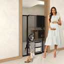 55.11" Extra Tall Cat Gate 29.5-40.6 Wide Pet gate for Doorway Pet Gate with Cat Doors NO Drilling Pressure Mount Kit for Cats and Dogs Indoor Doorways liveing Room Bedroom-Black