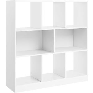 VASAGLE Bookcase, Bookshelf, Freestanding Storage Unit, 8 Open Compartments, Used Horizontally, Vertically, Upside Down, 11 x 35.4 x 39.4 Inches, for Living Room, Study, Office, Cloud White ULBC55WT
