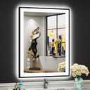 24x32 Black Framed LED Bathroom Mirror with Lights, Backlit + Front Lit, Anti-Fog Lighted Vanity Mirror for Bathroom Wall with 3 Colors, Dimmable, Memory, Tempered Glass, Horizontal/Vertical