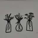Pigort 3 Pieces Metal Flowers Wall Arts - Rustic Farmhouse Decor Black Minimalist Flower Wall Decors for Living room Bathroom Bedroom Dining Room - Housewarming Gifts(Black, Vase-C)