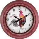 La Crosse Technology 12 Inch Distressed Red Rooster Quartz Wall Clock - 404-3630