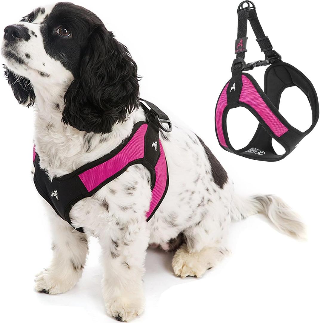 Gooby Escape Free Easy Fit Harness - Hot Pink, Medium - No Pull Step-in Patented Small Dog Harness with Quick Release Buckle - Perfect On The Go No Pull Harness for Small Dogs or Medium Dog Harness (Medium chest (18~21.75"))