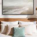 HUARCEY Sand Texture Canvas Wall Art 20"x40", Black Metal Framed Neutral Coastal Horizon Painting Print Modern Minimalist Misty Ocean Artwork for Living Room Bedroom Office Gallery Wall Decor