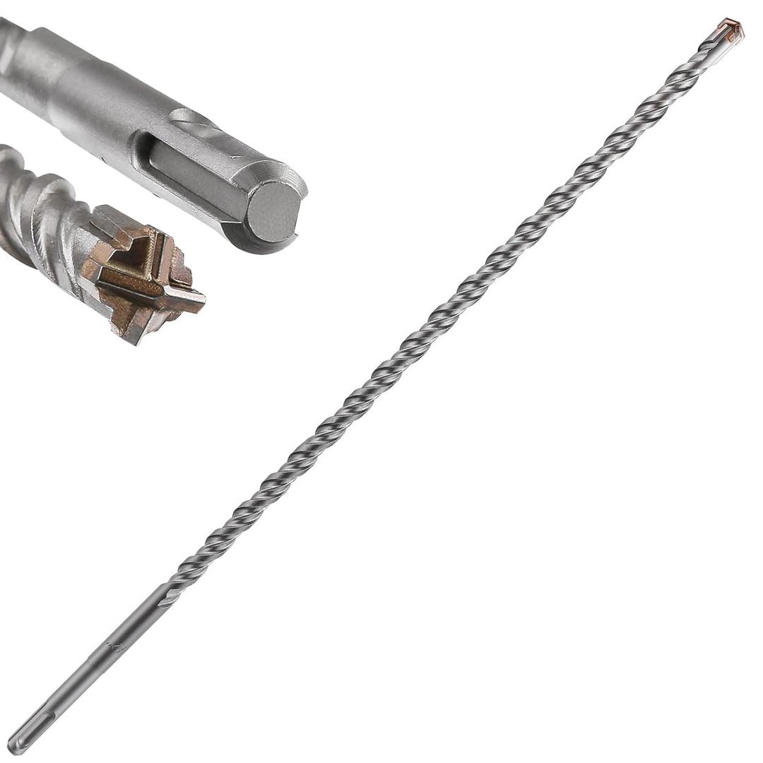Extension Concrete Drill Bit Lengthening 1pcs 1/2" X 30" Cross-Type Double Thread Carbide Material Suitable For Concrete, Brick, Cement Walls, Stone, extra long Hammer Drill Bits For Concrete