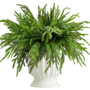 PURPLE STAR 1N 20 Pcs Christmas Norfolk Pine Branches, 19" Extra Length Artificial Xmas Branches Plants Pine Needles, Fake Greenery Norfolk Pines Stems Sprigs for DIY Craft Garland Home Garden Decor