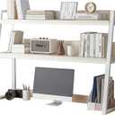 2-Tier Desktop Bookshelf for Computer Desk, Wood Hutch Bookcase Organizer, Multipurpose Countertop Storage Hutch Display Shelf Rack for Home Office Dorm Furniture,White,75x32x90cm