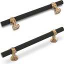 10 Pack 5 Inch Cabinet Pulls knurled Matte Black and Champagne Bronze Kitchen Cabinet Handles Aluminum and Zinc Alloy Drawer Pulls Solid Cabinet Hardware (5'' Hole Center(128mm))