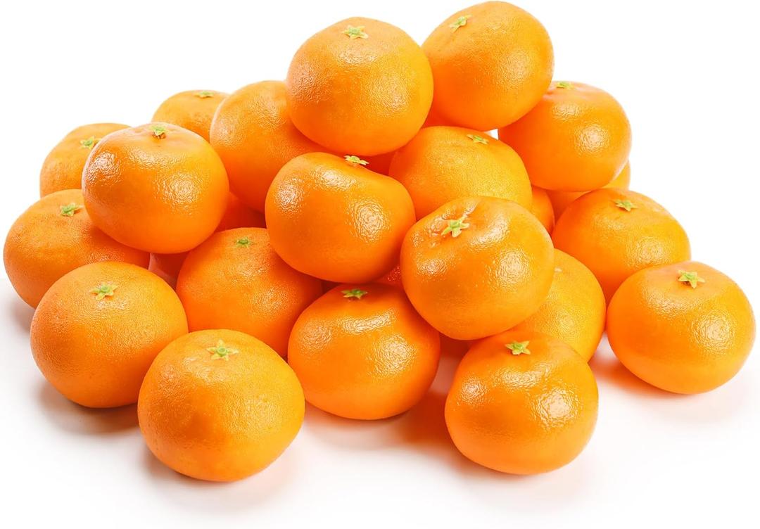 Toopify 30 Pcs Artificial Oranges, Decorative Fake Oranges for Decoration Lifelike, Realistic Fake Fruit Oranges for Christmas Home Kitchen Festival Party Decoration