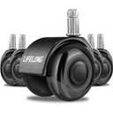 Lifelong Office Chair Dual Wheels Replacement Rubber 2 Inch Chair Casters for Hardwood Floors and Carpet, Set of 5, Heavy Duty Casters for Chairs to Replace Office Chair Mats - Fits 98% (Black)