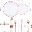 WELLIFE 350 Pieces Rose Gold Plastic Dinnerware, 50 Guests Disposable Plates with Rose Gold silverware and Cups, 50 Pre Rolled Napkins with Cutlery, Perfect for Wedding and Party