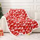 MERRYLIFE Sherpa Throw Blanket Ultra-Plush Comfort | Decorative, Soft, Colorful | Home, Couch, Outdoor, Travel Use (XmasRed, 50" 60")