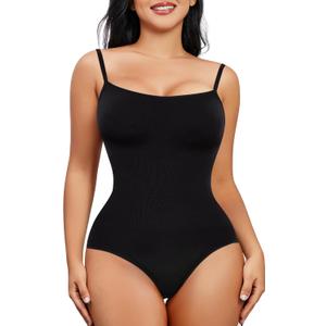 Nebility Shapewear Waist Trainer Bodysuits Women Clothing Tummy Control Seamless Full Body Shaper Square Neck Jumpsuits Top (Large, Black)