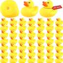 Lenwen 50 Pcs Waterproof No Hole Rubber Ducks Bath Toy with Sealed Plug Without Hole Bathtub Floating Bath Toy for Birthday Party Decoration Gift Swimming Pool (2.2 Inch)