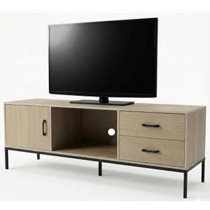 TV Stand for 55/60 Inch TV, Modern Wood Entertainment Center with Storage, 52" Media Console Table with 2 Drawers & Door Cabinet, Television Stands for Living Room & Bedroom (Wood Tone)