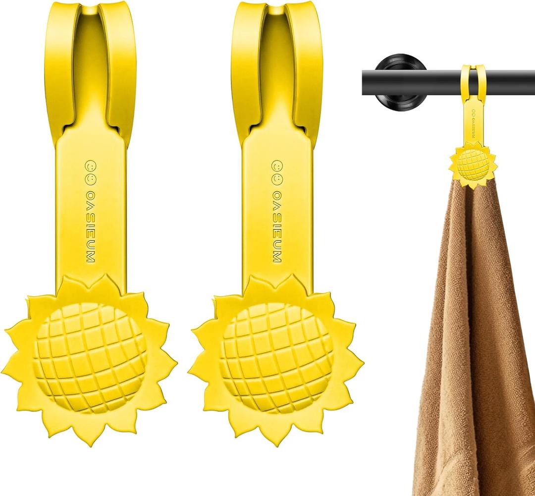 Magnetic Towel Clips 2Pack  Premium Multi-Scene Use Towel Hooks for Bathrooms, Kitchens, Showers & More  Keep Towels, Socks, Gloves, Aprons, and Small Tools Organized (Yellow)