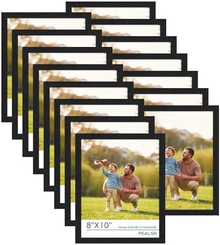 PEALSN 8x10 Picture Frame Set of 7 Wall Gallery Photo Frames for Wall Mounting or Tabletop Display, Black