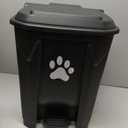 tebiete Dog Poop Trash Can Outdoors Pet Waste Station with Lid Dog Waste Disposal Container with Removable Inner Bin Bucket Hands-Free Pedal Garden Yard Home with 5Rolls Waste Bags, Black
