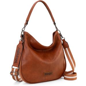 Wrangler Hobo Bags Large Crossbody Bag for Women Shoulder Purse Handbags with Adjustable Strap (Amber Brown)