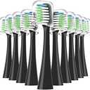 Compatible with Waterpik Complete Care 9.0 (CC-01), 5.0 (WP-862) Sonic Electric Toothbrush Replacement Brush Heads STRB-10WB, Soft Bristle, 9 Pack (Black)