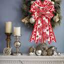 2 x Estivaux Large Valentine's Day Bows - Red White Burlap Loving Heart Truck Gift Bows for Front Door, Party, Wedding, Anniversary Decorations